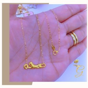 18K Real Gold Dainty Panther Necklace 16-18